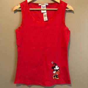 Walt Disney World Womens Minnie Tank Bling Med Red